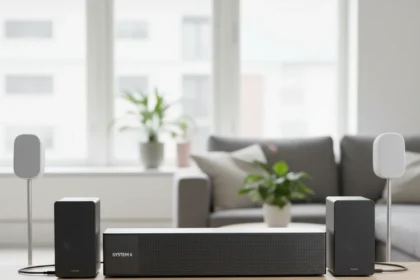 System 6 Soundbar Blends Wired Stability With Wireless Freedom — AI-generated illustration