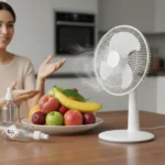 A cheap table fan beats chemicals for fruit flies — AI-generated illustration