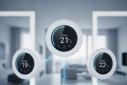 Tado multi-home feature controls multiple thermostats free — AI-generated illustration