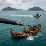 Taiwan undersea cable severed by shipwreck amid sabotage fears — AI-generated illustration