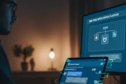 Microsoft Teams helpdesk impersonation attacks hit new sophistication — AI-generated illustration