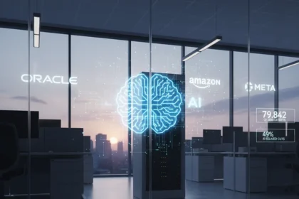 Tech layoffs hit 80,000 in Q1 2026 as AI reshapes workforce — AI-generated illustration