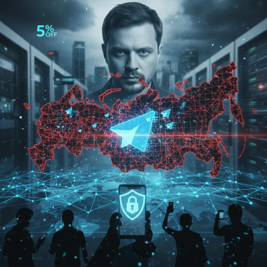 Telegram's anti-censorship upgrade faces Russia's digital blockade — AI-generated illustration