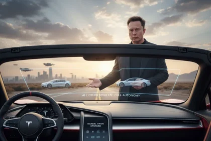 Tesla Roadster Will Be Last Manual Car, Musk Says — AI-generated illustration