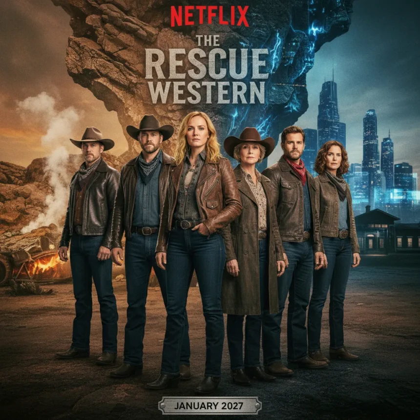 The Rescue Western unites Yellowstone and Netflix rivals — AI-generated illustration
