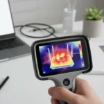 Thermal imaging cameras reveal Wi-Fi router overheating instantly — AI-generated illustration