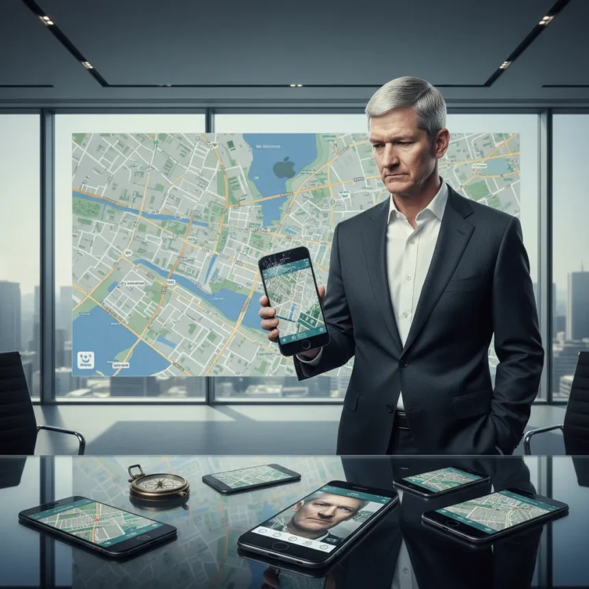 Tim Cook's Apple Maps regret reveals cost of shipping unfinished — AI-generated illustration