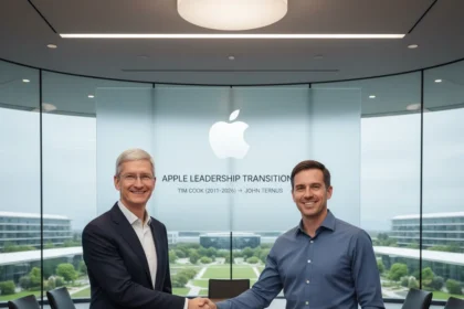 Tim Cook Steps Down as Apple CEO in September 2026 — AI-generated illustration