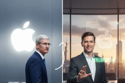 Tim Cook Steps Down as Apple CEO in Historic Leadership Shift — AI-generated illustration