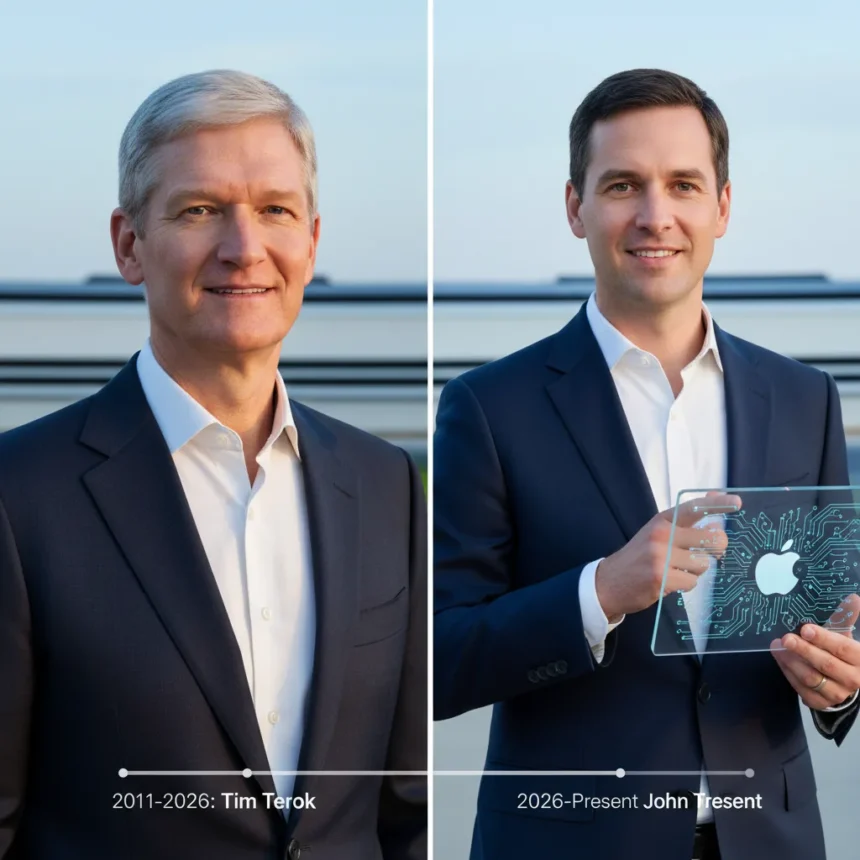 Tim Cook Steps Down as Apple CEO in September 2026 — AI-generated illustration