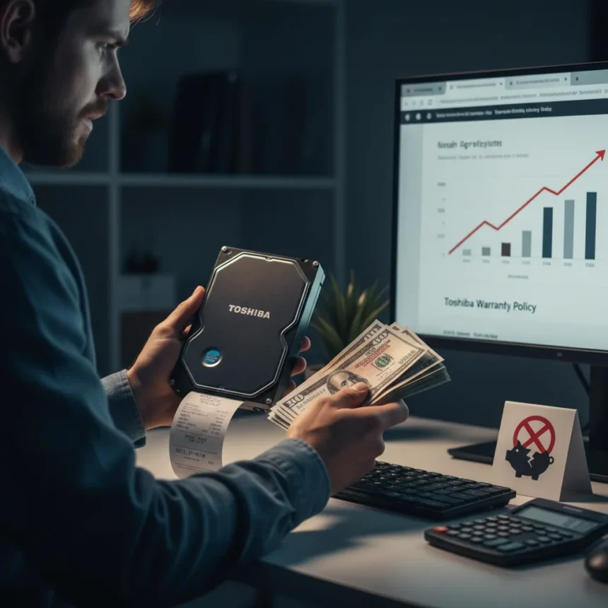 Toshiba warranty refund policy leaves customers short on large drives — AI-generated illustration