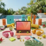Tropical-toned gadgets bring vibrant summer color to tech — AI-generated illustration