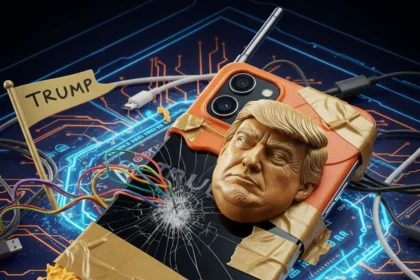 Trump Mobile T1 Design Flaws Pile Up With Each Update — AI-generated illustration