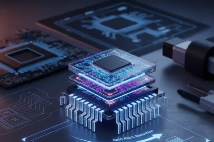 TSMC SoIC 3D stacking roadmap advances chiplet density race — AI-generated illustration