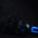a close up of a gaming headset with a microphone