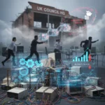 UK councils chase AI efficiency gains amid budget and legacy system chaos — AI-generated illustration