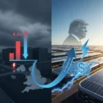 UK's 4.4x energy price gap drives AI workloads to Trump's US — AI-generated illustration