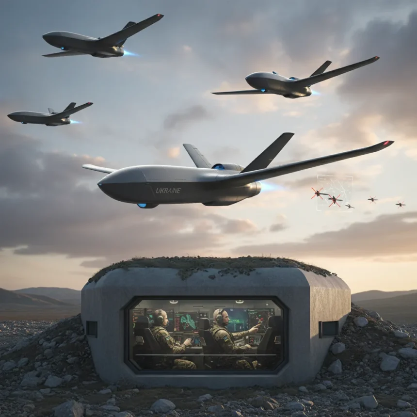 Remote interceptor drones redefine pilotless air combat — AI-generated illustration