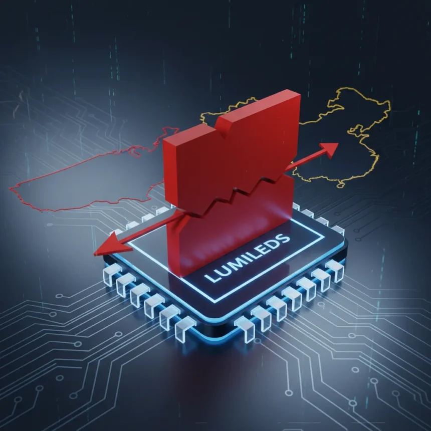 US blocks Chinese LED chipmaker's Lumileds acquisition for second time — AI-generated illustration