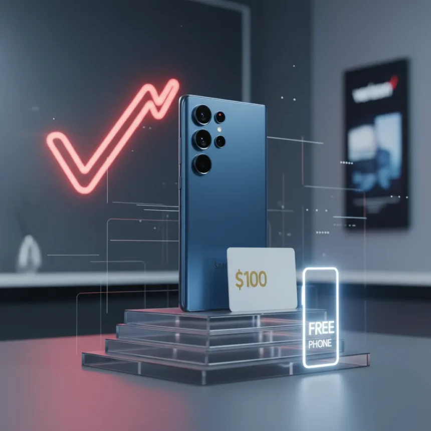 Verizon's Galaxy S26 Ultra deal: free phone, $100 gift card — AI-generated illustration