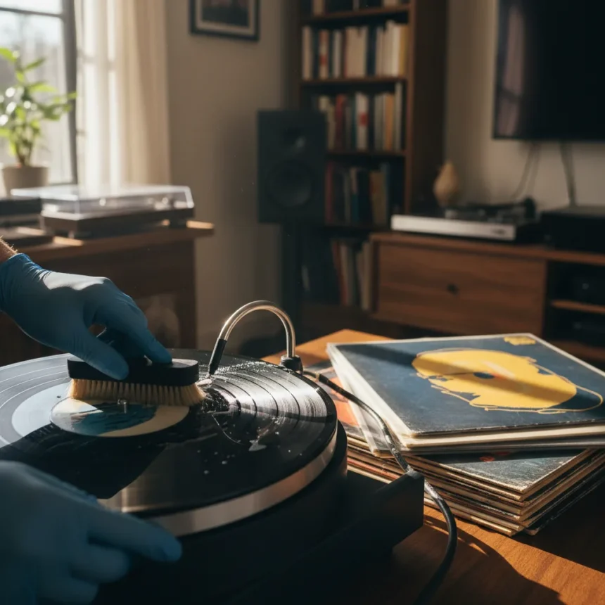 Vinyl record cleaning revives sound quality lost to dust