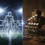 Volumetric video dominates live sports, but cinema remains out of reach — AI-generated illustration