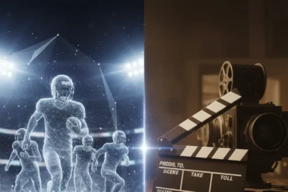 Volumetric video dominates live sports, but cinema remains out of reach — AI-generated illustration