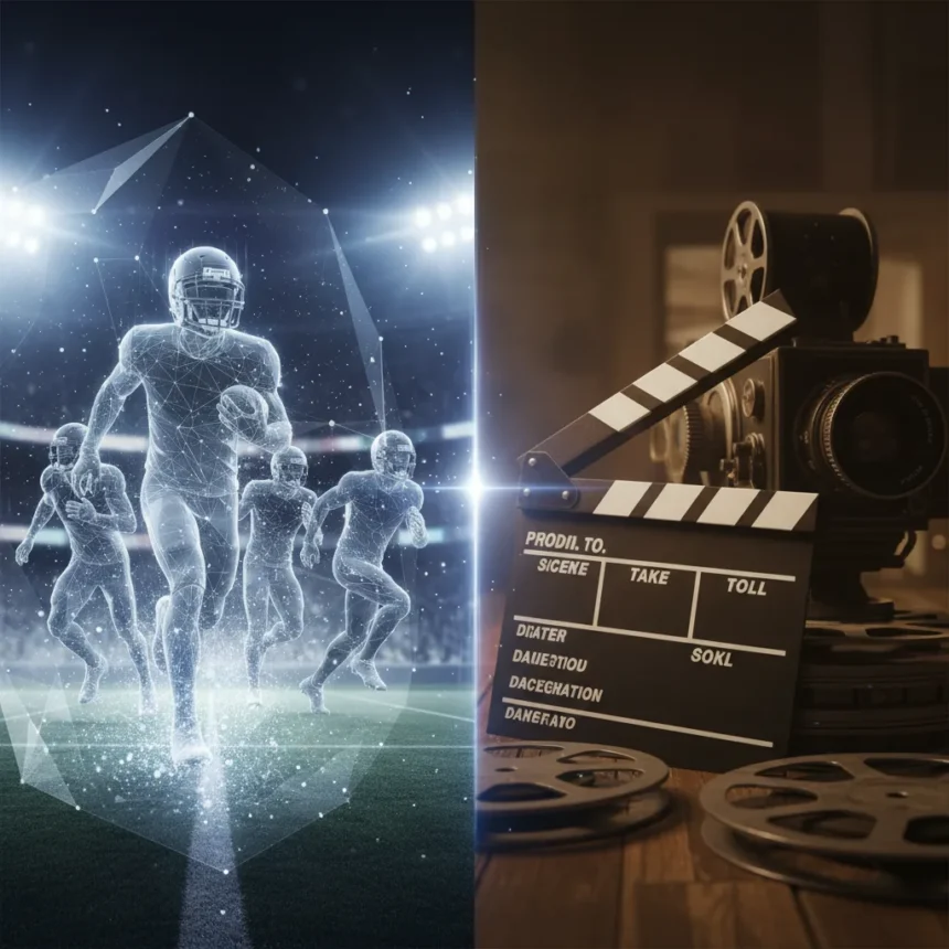 Volumetric video dominates live sports, but cinema remains out of reach — AI-generated illustration