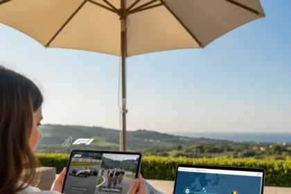 Watch F1 and cycling free outside Belgium with RTBF VPN — AI-generated illustration