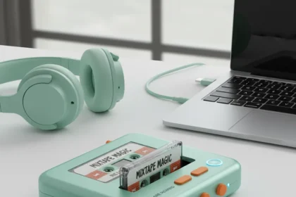 We Are Rewind cassette player revives mixtape culture — AI-generated illustration