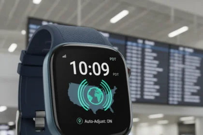 Wear OS 6.1 Finally Fixes the Time Zone Problem — AI-generated illustration