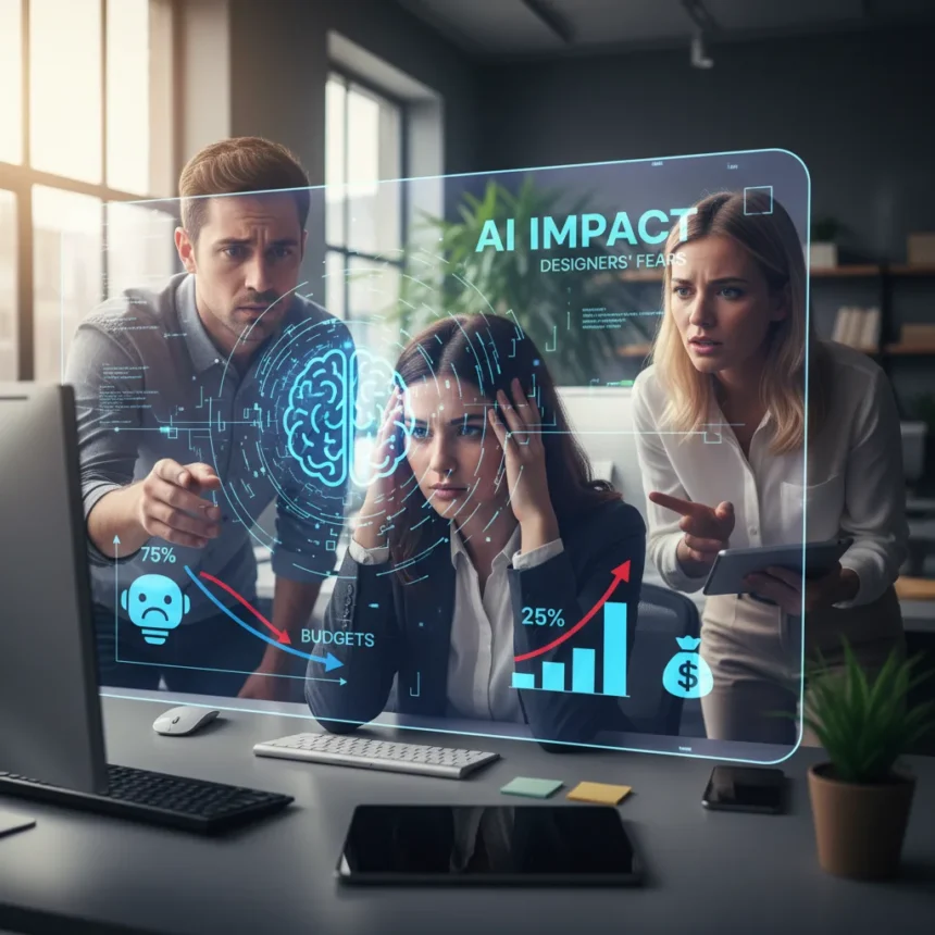 Web design AI fears exceed budget worries among professionals — AI-generated illustration