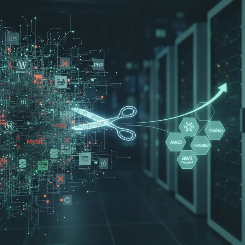 Website tech stack simplification is now essential — AI-generated illustration