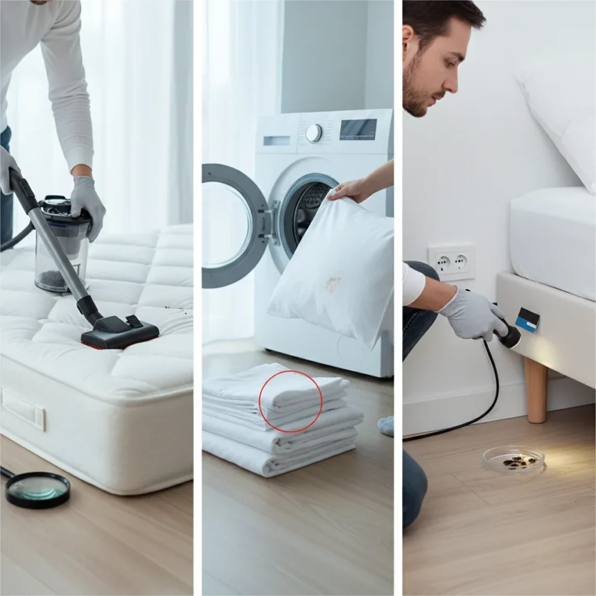 Weekly bed bug cleaning routine stops infestations before they spread — AI-generated illustration