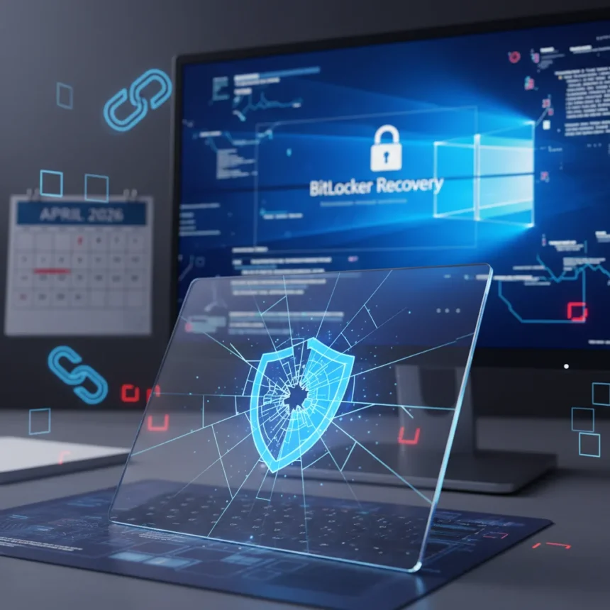 Windows 11 April patch breaks BitLocker on some PCs — AI-generated illustration
