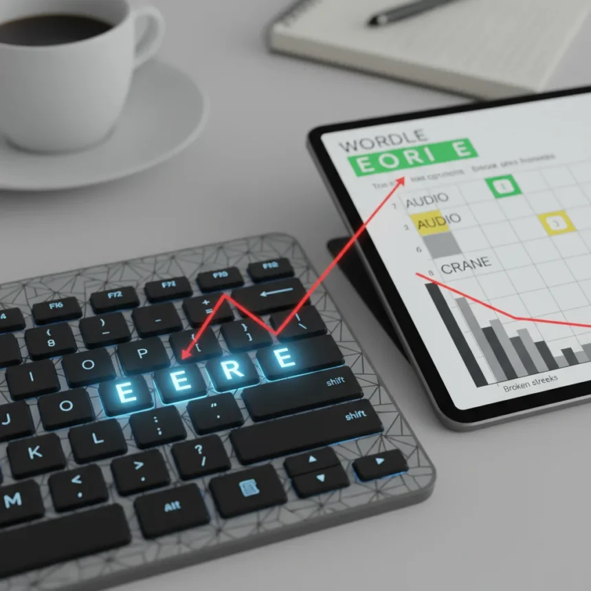 Wordle April 27 puzzle EERIE breaks streaks with triple-E trap — AI-generated illustration