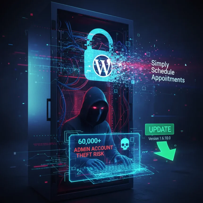WordPress Plugin Flaw Exposes 60,000 Sites to Hidden Admin Account Theft — AI-generated illustration