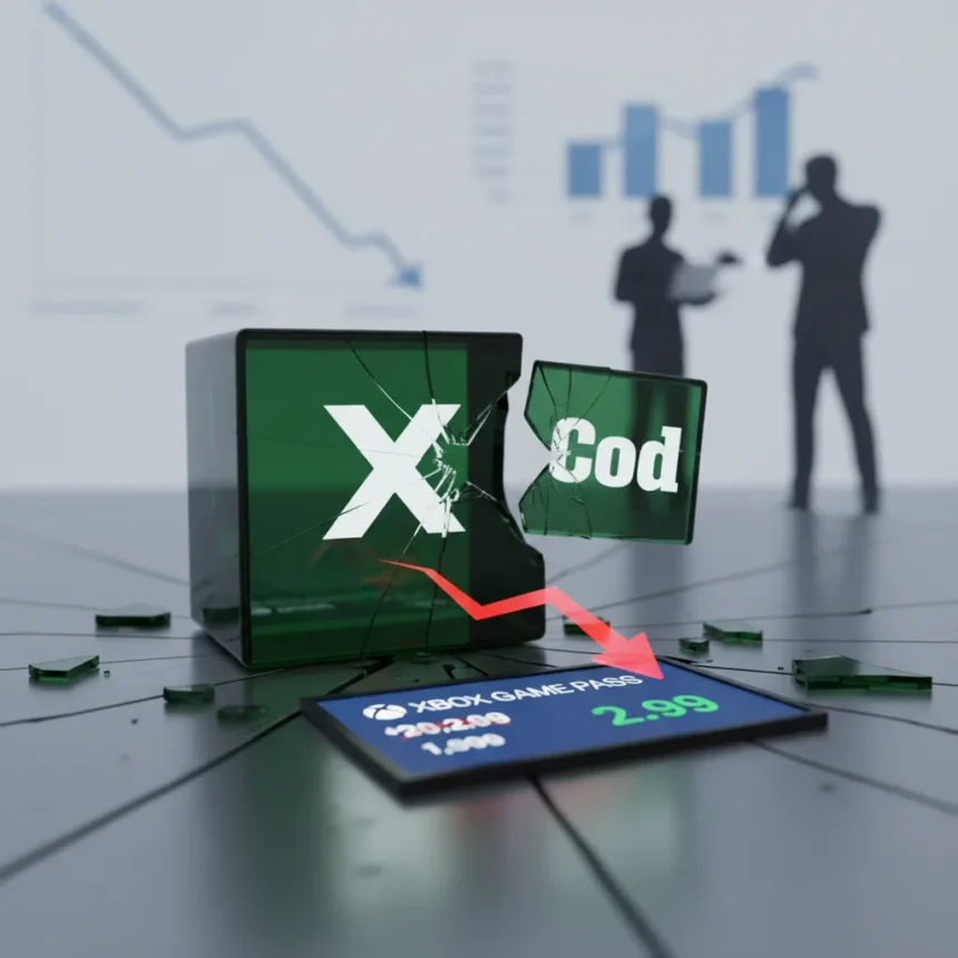 Xbox Game Pass price cut exposes Call of Duty gamble failure — AI-generated illustration