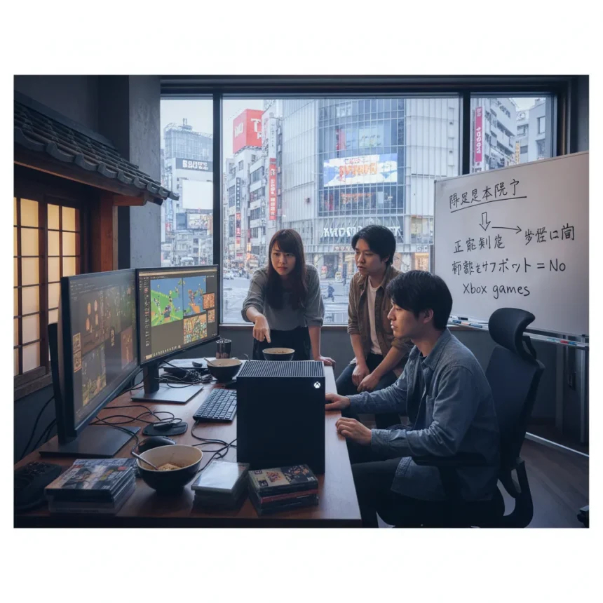 Why Xbox struggles to reach Japanese indie developers — AI-generated illustration