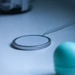 blue round ornament on white table