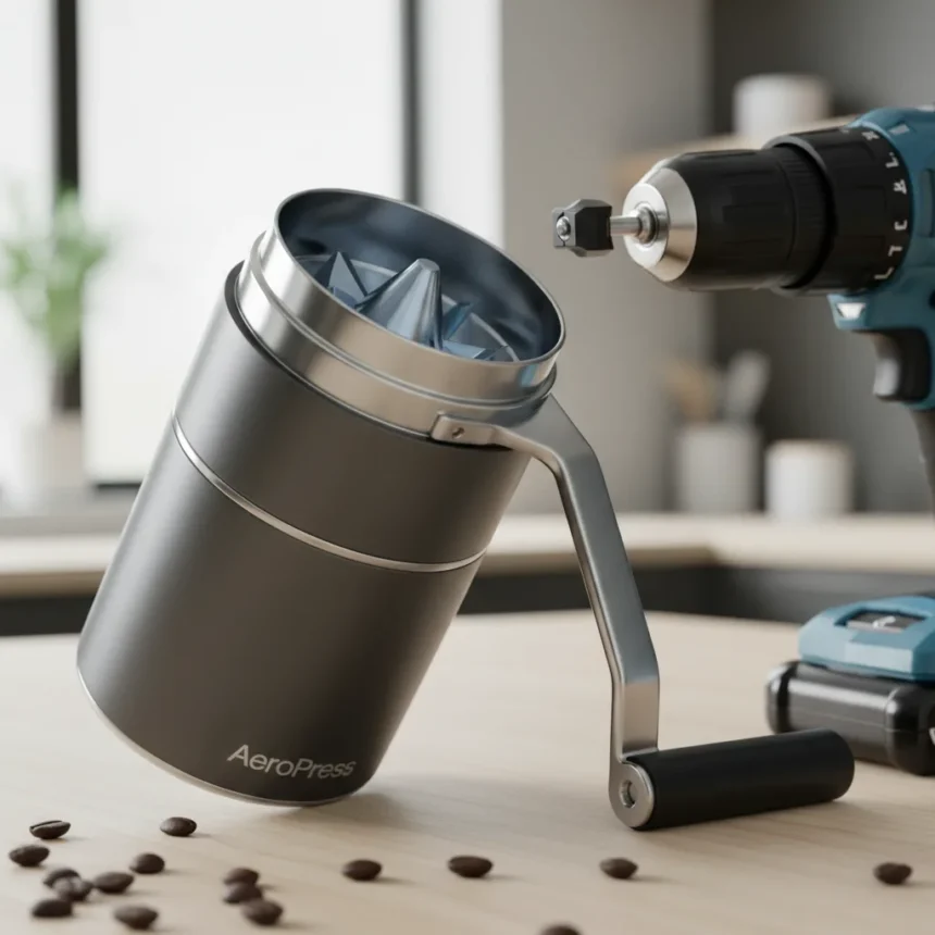 AeroPress manual grinder with titanium burrs redefines hand-crank coffee