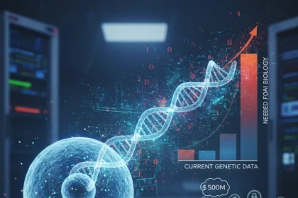 AI biology needs 10x more genetic data to cure disease — AI-generated illustration