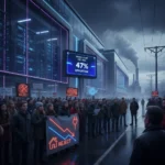 AI data center opposition hits 47% as Americans reject nearby builds — AI-generated illustration
