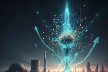 AI investment spending now dwarfs Apollo and Manhattan Project combined — AI-generated illustration