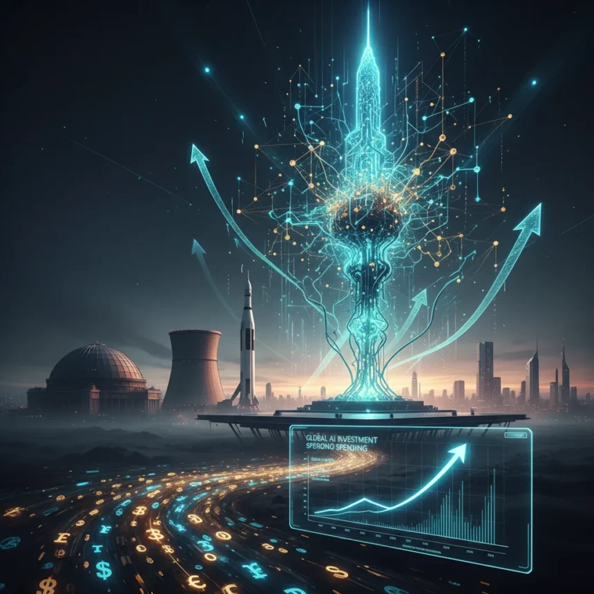 AI investment spending now dwarfs Apollo and Manhattan Project combined — AI-generated illustration