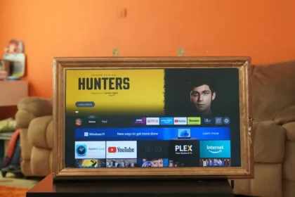 a picture of a man's face on the screen of a television