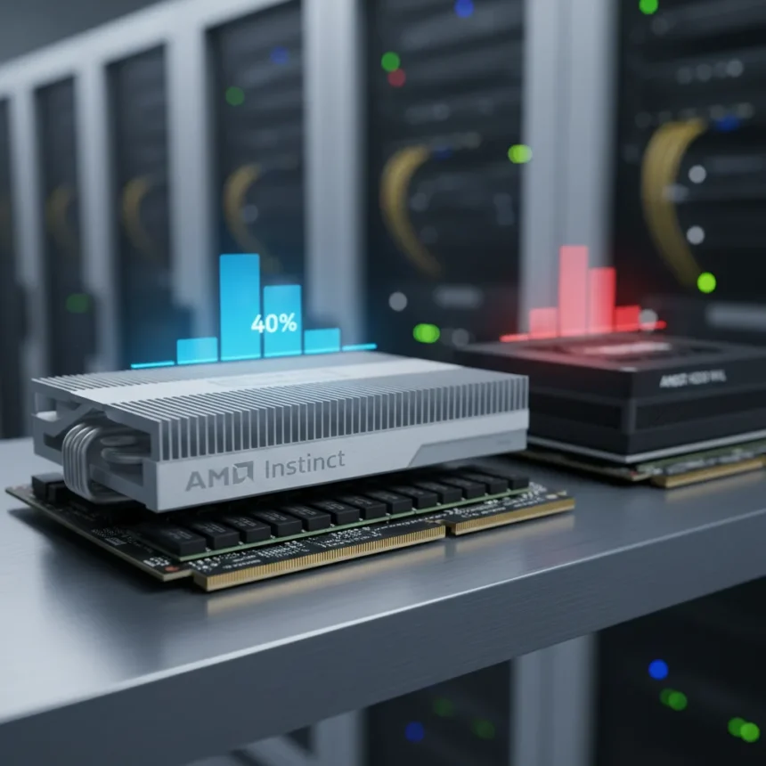 AMD Instinct MI350P PCIe Accelerator Beats Nvidia H200 NVL by 40% — AI-generated illustration