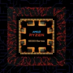 Amd ryzen 6000 series processor on circuit board background