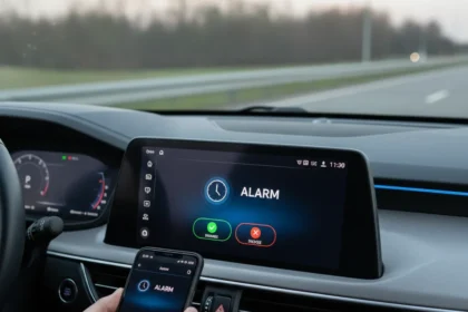 Android Auto alarm dismissal fix could end decade-long safety headache — AI-generated illustration