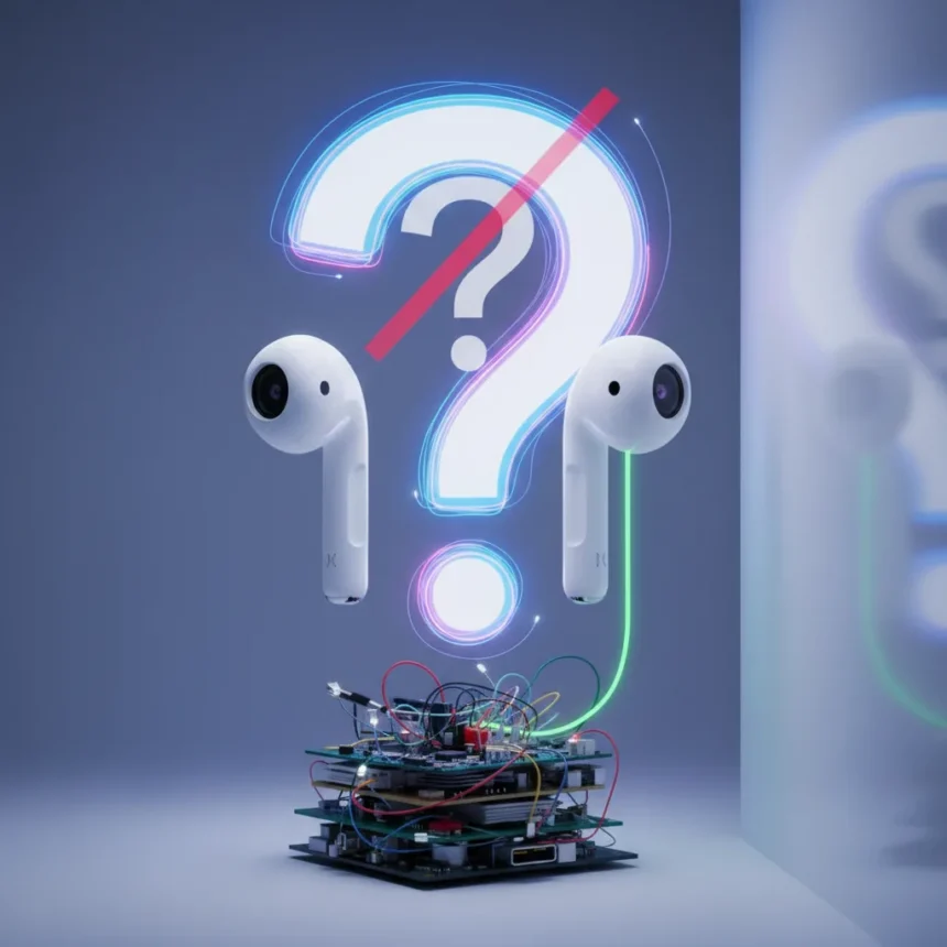 Apple's camera-equipped AirPods face a hard question: why? — AI-generated illustration